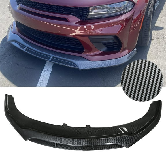 NINTE Front Bumper Lip for 2020-2023 Dodge Charger SRT Hellcat Widebody Carbon Fiber Style