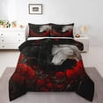 thumbnail image 1 of Erosebridal Ensemble de Couette Simple à Roses Rouges, Couette en Duvet de la Saint-Valentin avec Couple de Loups, Décor de Chambre Floral, Réversible, Léger, 2 Pcs, 1 of 7