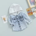 thumbnail image 3 of Fortune 1-5Y Boy Denim Coat Autumn Long Sleeve Single Breasted Patchwork Hooded Jacket, 3 of 9