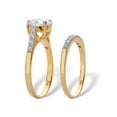 thumbnail image 2 of PalmBeach Jewelry Round Cubic Zirconia 2 Piece Bridal Ring Set 2.24 TCW Two-Tone 18k Gold-Plated or Platinum-Plated Sterling Silver, 2 of 5