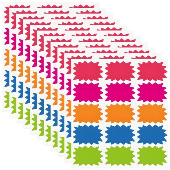 Removable Tags for Retail, Colorful Vinyl Sale Stickers with Star-Shaped Edges, Easy Peel-Off, 40 Pcs Set, Ideal for Small Business, Promotions, and Store Discounts