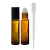 Amber Glass Essential Oil Travel Roll-On - 0.33 oz + Clear Pipettes (3 ml each) (2 Pack)