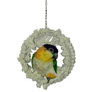 Super Bird Creations SB130 Snuggle Ring Bird Toy - Comforting Cotton Rope Hideaway - Durable Steel Ring, Perch Swing - Ideal for Cockatiels, Parrots - Small/Medium Birds - 9" x 7" x 3"