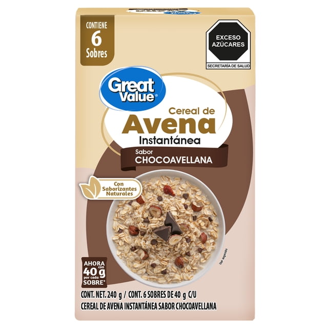 Avena instantanea Great Valuesabor chocoavellana 240g