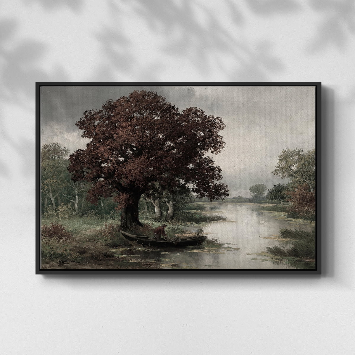Vintage Landscape-CCCLV By Wexford Home Framed in Black Wood Gallery Wrapped Canvas 27 in. x 41 in.