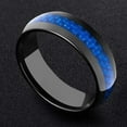 thumbnail image 6 of Wedding Rings For Men. 8mm Domed Black Tungsten Wedding Band w/ Blue Carbon, 6 of 7