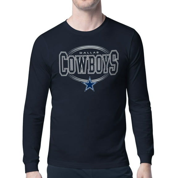 Men's Starter Navy Dallas Cowboys Team Track Graphic Long Sleeve T-Shirt