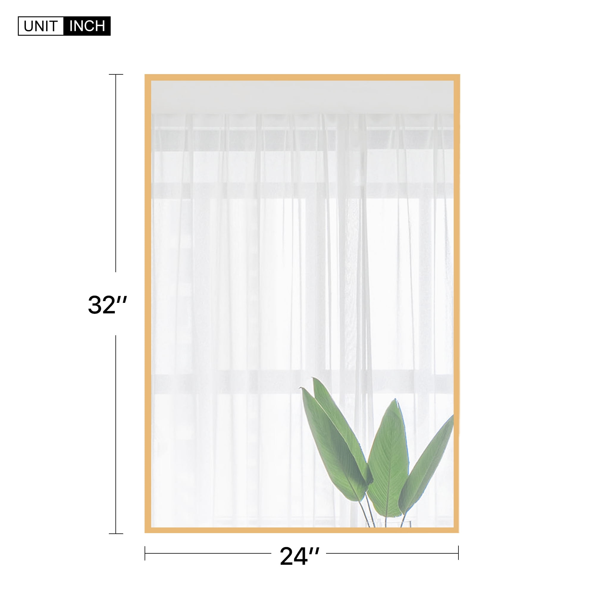 32"x24" Wall Mounted Mirror Rectangle Mirror PS Frame for Living Room Bathroom Bedroom,Gold