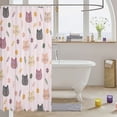 thumbnail image 3 of Manfei Kawaii Kitten Shower Curtain 72Wx72L, Boho Flower Floral Bathroom Curtain, Pink, 3 of 5
