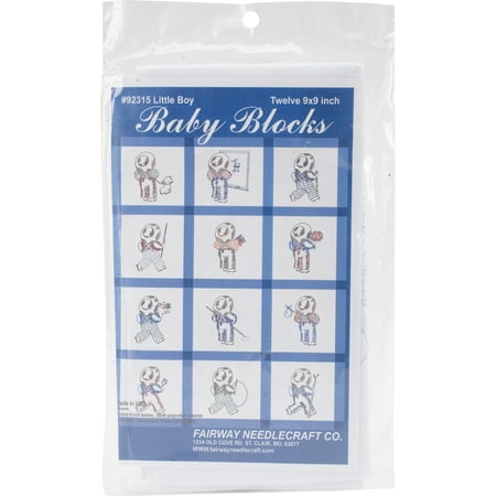 - Fairway Needlecraft Straw Hat Boy Stamped Baby Quilt Blocks, 9