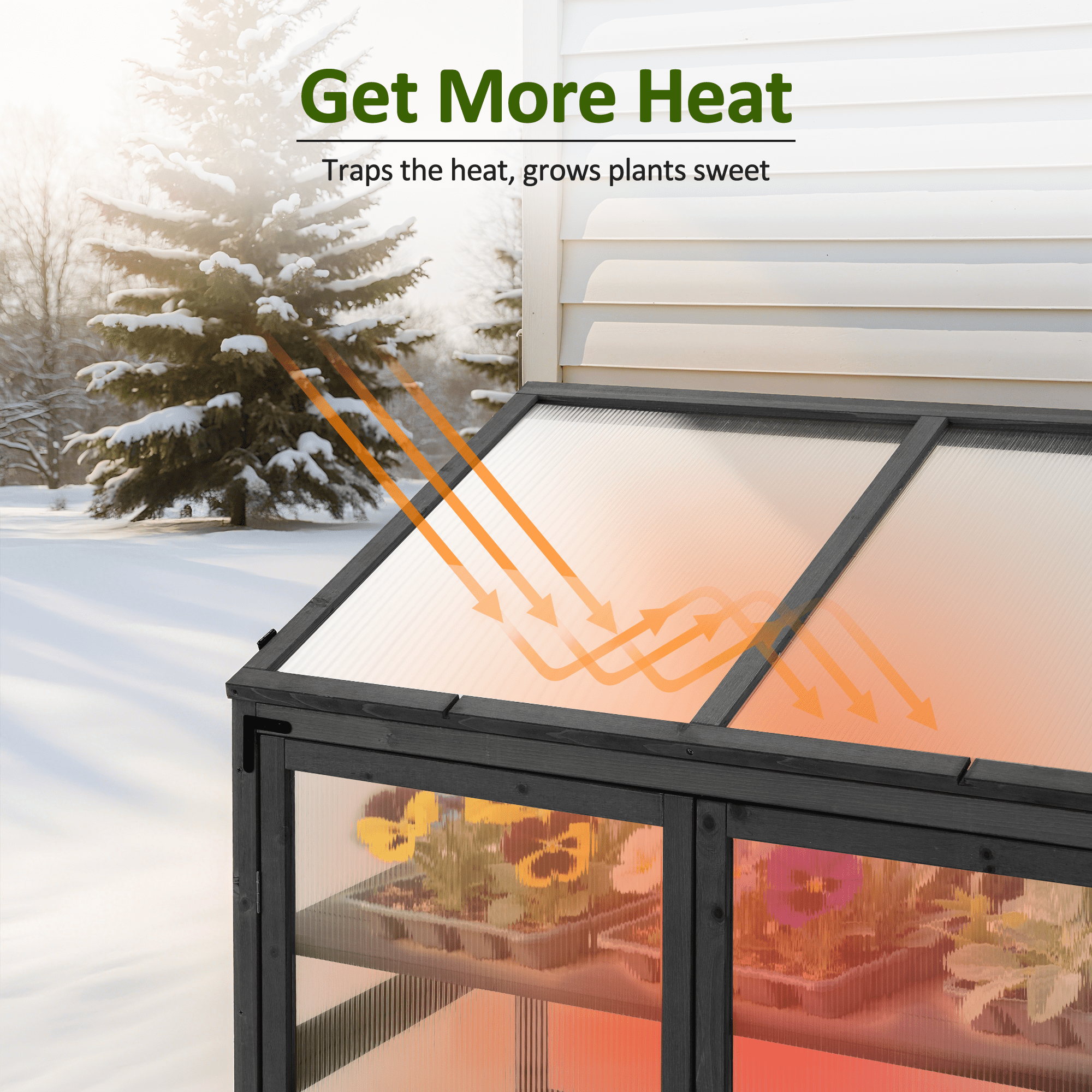 MCombo Cold Frame Large Wooden Greenhouse Cabinet Garden with Adjustable Shelves for Outdoor Indoor Use, 1344
