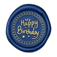 thumbnail image 2 of Sello de lacre vintage con cabeza de latón extraíble de 0,98" con diseño de "Feliz cumpleaños"., 2 of 9