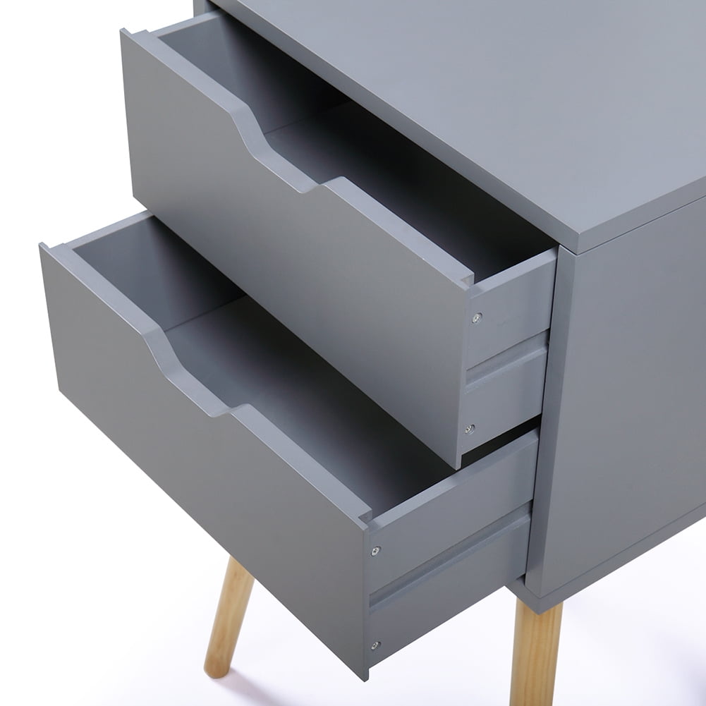 2PCS Bedside Cupboard Nightstand with Storage Drawer, Modern Assemble Storage Cabinet Bedroom Bedside Furniture, Gray 2PCS Bedside Cupboard Nightstand with Storage Drawer, Modern Assemble Storage Cabinet Bedroom Bedside Furniture, Gray