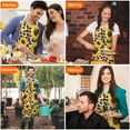 thumbnail image 4 of Beige Leopard Sunflower Pattern Apron-Garden Aprons for Women with Pockets-Cotton Linen Waterproof Kitchen Cooking Gardening Aprons Adjustable for Kitchen,Cooking,BBQ and Salon 33x27 Inch, 4 of 7