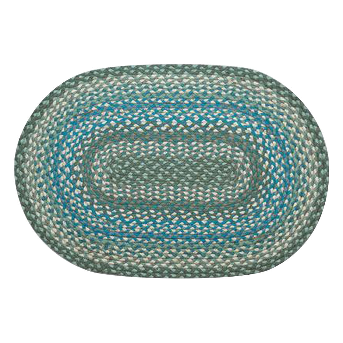Home Indoor Decorative Jute C419 Sage, Ivory, Settlers Blue Oval