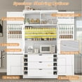 thumbnail image 3 of Kitchen Pantry Cabinet, 80 Inch Tall Wood Storage Cabinet with Adjustable Shelves and Door Shelves, Freestanding Cupboard for Living, Dining Room, Assemble Required, White, 3 of 9