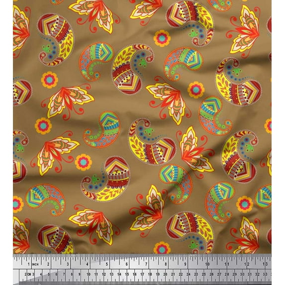 Soimoi Cotton Jersey Fabric Floral & Paisley Print Sewing Fabric Yard 58 Inch Wide