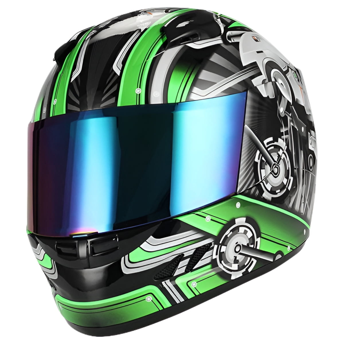 1Storm Full Face Motorcycle Helmet, Mechanic Skull Green, Aerodynamic  Design, DOT Approved, Removable Padding, Size S-XL - Walmart.com