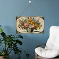 thumbnail image 5 of Wild Flower Bouquet Wall Art Wooden Sign Shabby Chic Country Decor Vintage Pictures for Bedroom Bathroom Kitchen Wall Decorations Bar Interior Decor 10"x16" Wooden Hanging Signs, 5 of 8