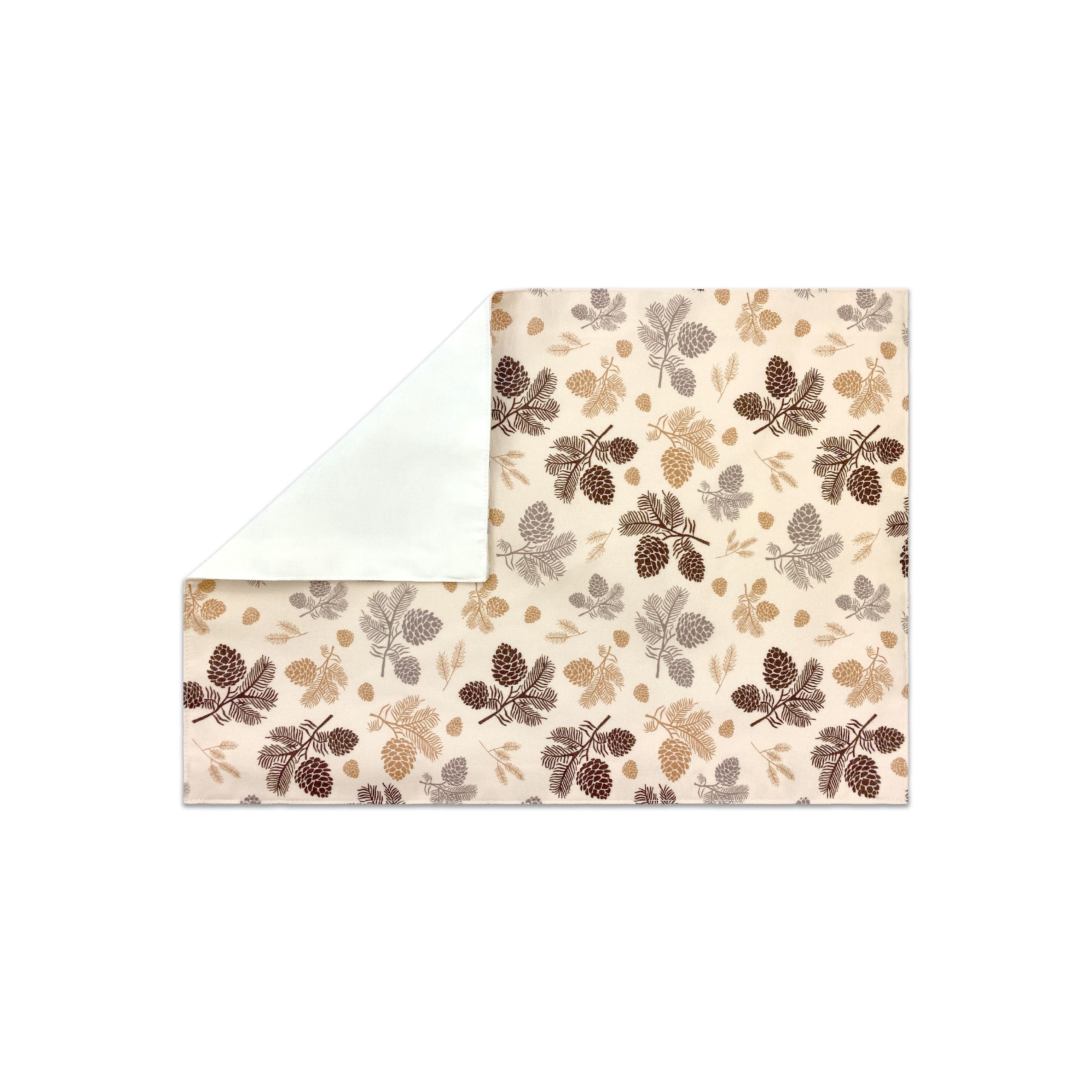 Set of 4 Autumn pine cone placemat, fir branches and pinecones, Washable Cotton Placemat for fall dining table