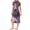 thumbnail image 3 of INSPIRAR CHIC Camisón de Mujer con Cuello en V, Manga Corta, Camisón Largo, Vestido de Lounge de Primavera Verano con Bolsillo, Talla XL, Tie Dye Negro Rosa, 3 of 6