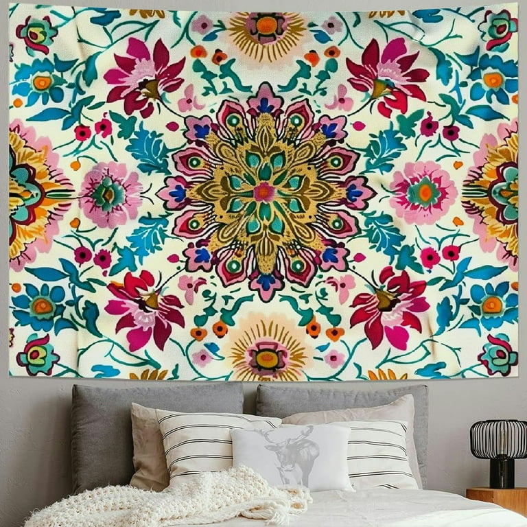 BCIIG Bohemian Mandala Flower Tapestry for Bedroom Colorful Psychedelic Indian Dahlia Floral Vertical Tapestry Wall Art Room Decor Aesthetic Wall Hanging Ornament for Home Dorm Office Walmart