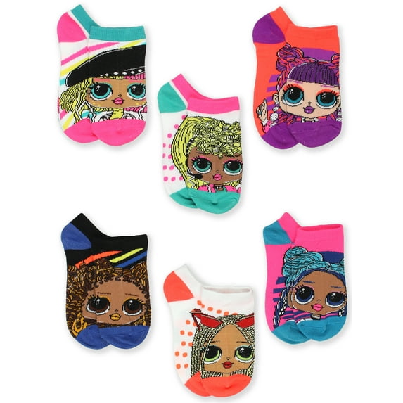 L.O.L. Surprise! OMG Girls Female Toddler 6 Pack No-Show Socks Set VE049GNSZA