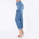 thumbnail image 5 of Pantalones Vaqueros de Bolsillo Con Cremallera Y Vendaje Con Agujeros Para Mujer, Pantalones Vaqueros Informales Acampanados de Pierna Ancha Odeerbi  ODB-6, 5 of 9