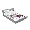 thumbnail image 2 of Ambesonne Christmas Fitted Sheet & Pillow Sham Set, Reindeer Ornaments, Queen, Multicolor, 2 of 2