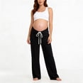 thumbnail image 2 of FAVIPT Women's Pregnancy Pants Over The Belly Elastic High Waist Pants Solid Straight Wide Leg Sports Pant with Drawstring Black,M, 2 of 5