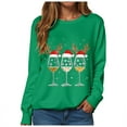 thumbnail image 6 of larppty Women's Oversized Ugly Christmas Sweatshirt Xmas Glass Print Graphic Vacation Tunic Sweater Shirt Christmas Graphic Pullover Top （Green, XXL）, 6 of 6