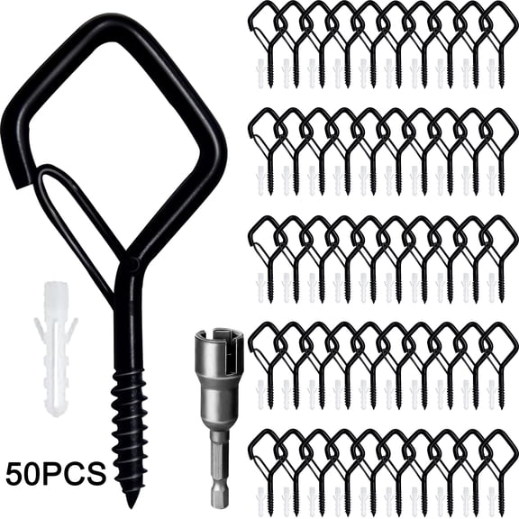 DAYBETTER 50PCS Metal Screw Hooks, Q-Hanger Ceiling Hooks for String Lights, Wind Chimes, Outdoor Decorations