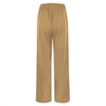 thumbnail image 5 of AOMPMSDX Women'S Pants Women Casual Solid Color Hight Waist Drawstring Adjustable Waist Long Pants Loose Wide Leg Pants Gold Loose Fit Trousers M, 5 of 8