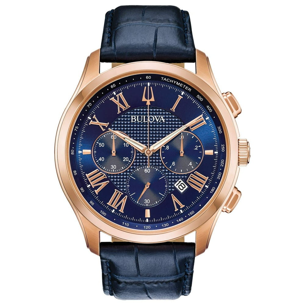 Bulova Bulova Wilton Rose GoldTone Leather Chronograph Mens Watch