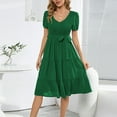 thumbnail image 6 of Women's Flowy Casual Mini Dresses Summer Smocked V Neck Flutter Sleeve Ruffle Dress, 6 of 8