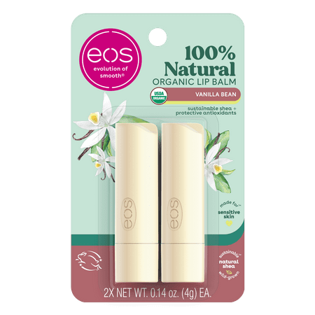 eos Organic Stick Lip Balm, Vanilla Bean, 2 Count