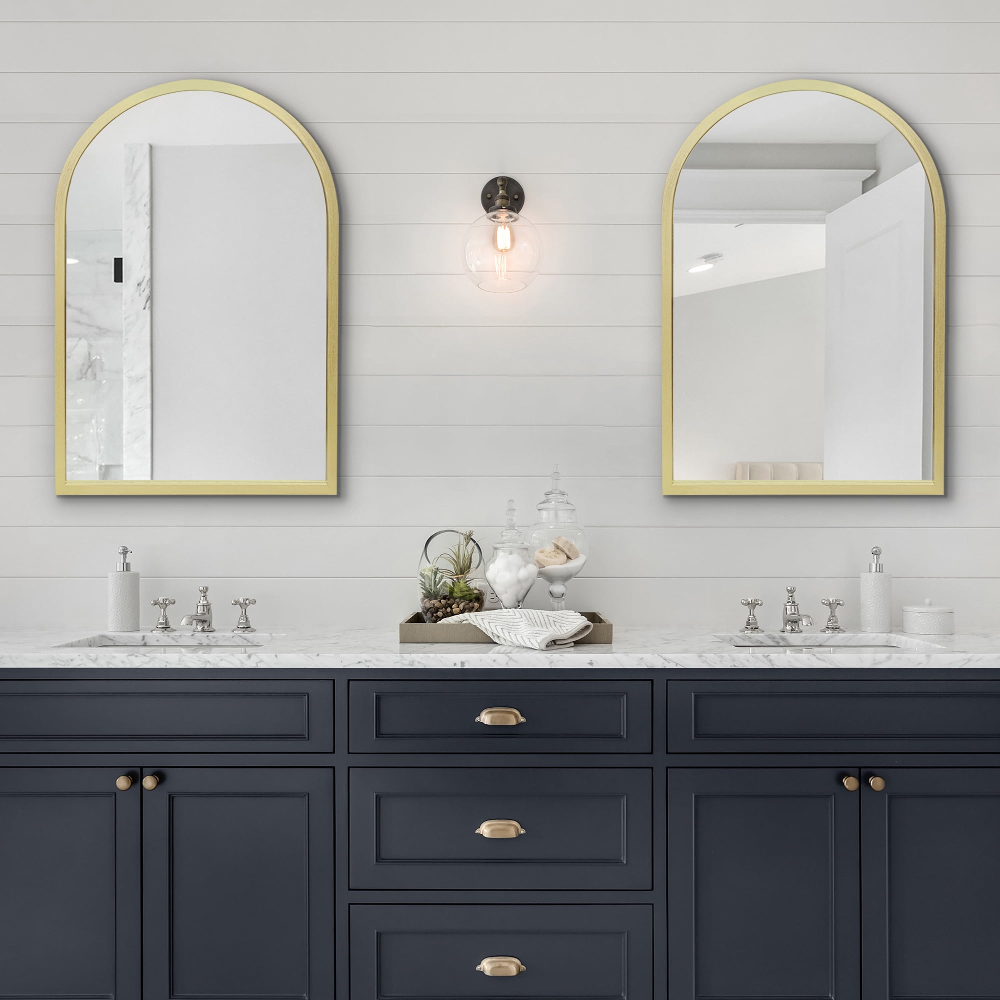 Americanflat - 20x30 Gold Framed Curved Arched Mirror for Bedroom Living Room Bathroom