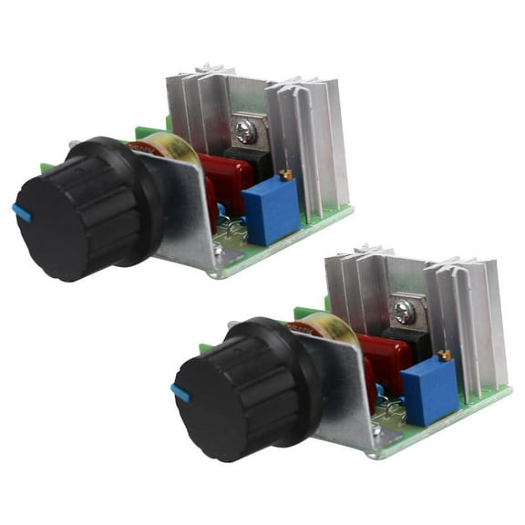 2pcs AC Motor Speed Controller AC 2000W Thyristor Motor Speed Control Adjustable Power Co Green