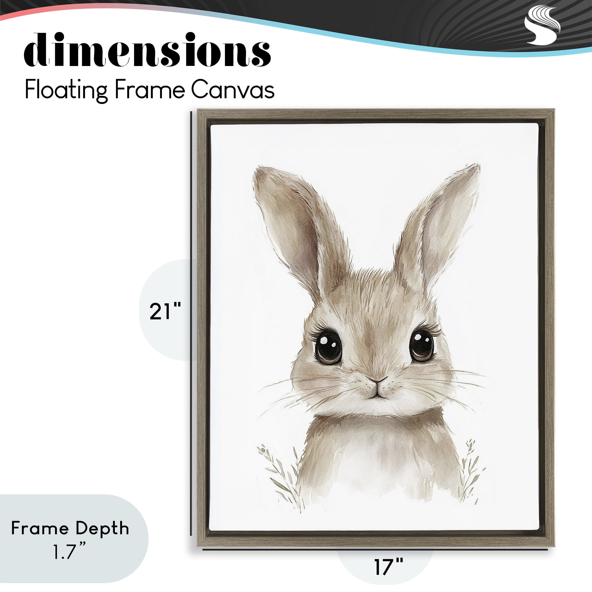 Stupell Industries Nursery Babies Bunny Brown Framed Floater Canvas Wall Art, design by Ramona Murdock