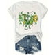 thumbnail image 3 of Camiseta informal de cuello redondo para mujer, con motivo del Día de San Patricio y agradecimiento a la enfermera, de manga corta, blanca, con estampado festivo de duende y trébol, de algodón ligero,, 3 of 8