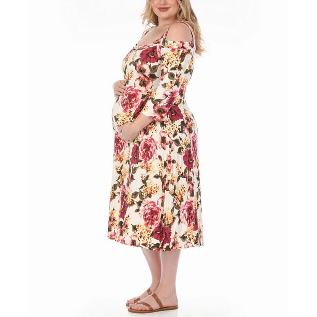 White Mark Robe de Maternité à Épaules Dénudées à Imprimé Floral (Femmes)