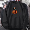thumbnail image 2 of Pumkin-Sudadera con capucha y cuello redondo para mujer, ropa de calle de manga larga con estampado de gato y fantasma para Halloween, otoño, 2 of 4
