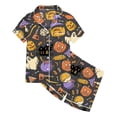 thumbnail image 4 of SJLDQY Halloween Girls Pajama Sets Button Down Short Sleeve Shirts Shorts 2 Piece Pj Sets Hallowmas Printed Sleepwear Breathable Soft Loungewear Sets for Girls, 4 of 4