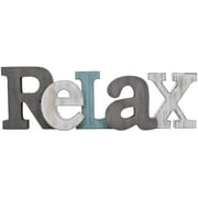 Rustic Wooden Cutout Word Decor Freestanding Relax Tabletop Decor, 15.75" X 5" Multicolor Relax Block Letters Sign Wall Decor Family Mantel Decor (Multicolor Relax Sign)
