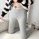 thumbnail image 4 of Leggings de vellón de cordero con cinturón adelgazante con tiras verticales y forro polar cálido para mujer, 4 of 5