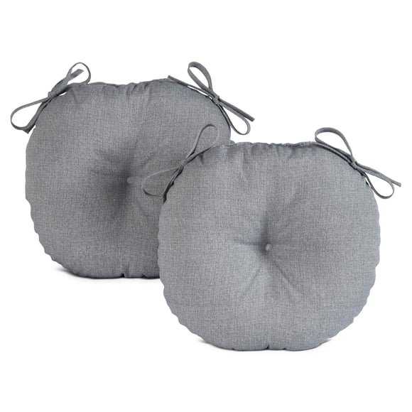 South Pine Porch Outdoor 15-inch Round Bistro Chair Cushion, 2 Count (Pack of 1), Heather Gray