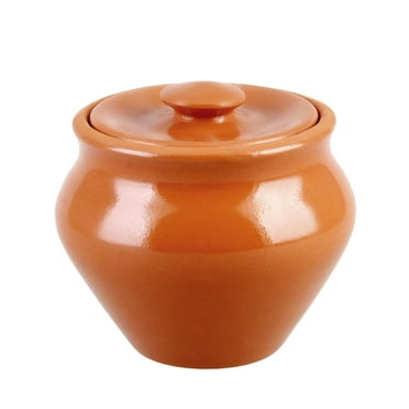 Traditional Natural Clay Stoneware Baking Pot with Lid (0.5-Qt)