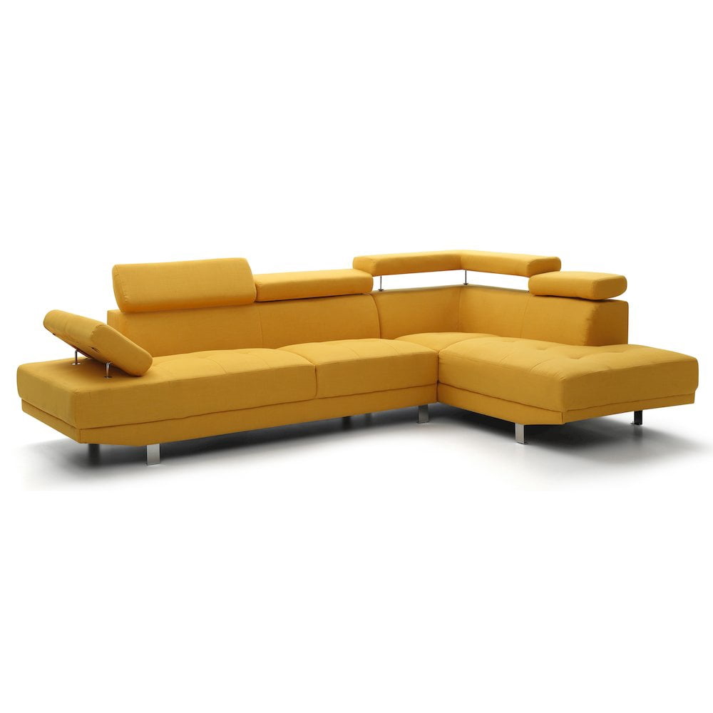 Glory Furniture Riveredge Sectional in Yellow Color