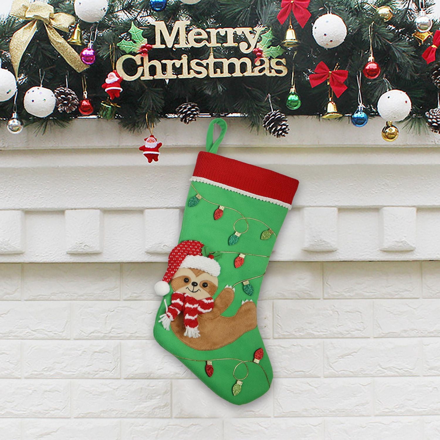 Holiday time 20in sloth stocking