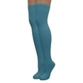 thumbnail image 1 of EMEM Apparel Women's Ladies Opaque Stretchy Nylon Over-The-Knee Thigh High Hosiery Stockings Trouser Socks Tights, 2-Pairs Teal, 1 of 5